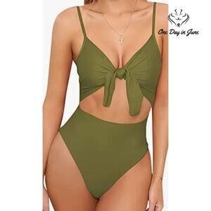 Qearal Tie Knot Cutout Adjustable Strap One Piece Size L